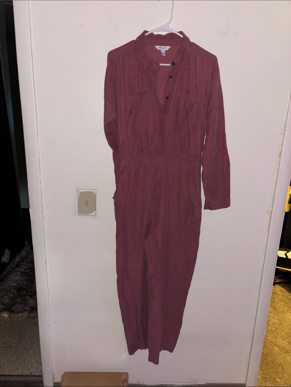 Willow & Clay Mauve Button-Front Long Sleeve jumpsuit